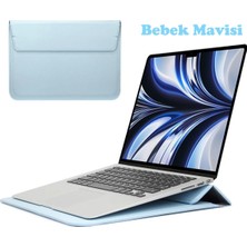 Macbook Pro Air 13 M1-M2 2020/2022 A2179-A2337-A2338-A2251-A2159-A1989-A1708 Deri Mıknatıslı Stantlı Çanta