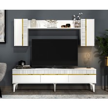 Cantek Dizayn Defne Tv Ünitesi Takımı Beyaz-Altın