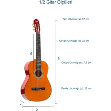 Midex CG-34YL-PAK Kaliteli 34 Inç 1/2 Juniur Çocuk Gitarı 4-8 Yaş Arası (Çanta Tuner Askı Pena Metod)