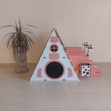 Seventeen Design Pembe Bungalov Kedi Evi, Bungalov Kedi Yuvası, Kedi Evi, Kedi Yuvası, Kedi Oyun Alanı