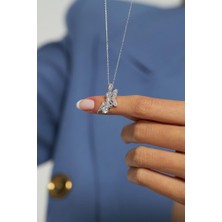 Roza Silver Zirkon Taşlı Rodyum Aşk Perisi Gümüş Kolye