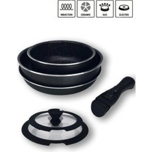 Winterbach Pangenio 6 Parça Granit Tava ve Tencere Seti Siyah