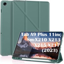 M.tk moveteck Samsung Galaxy Tab A9 Plus 11 Inç Kılıf Kalem Bölmeli Yumuşak Silikon Kapak Akıllı Uyku Modlu Üçgen Standlı SM-X210 X213 X215 X217 Tablet Kılıfı 360 Tam Kaplar