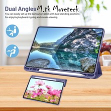 M.tk moveteck Samsung Galaxy Tab A9 Plus 11 Inç Kılıf Kalem Bölmeli Yumuşak Silikon Kapak Akıllı Uyku Modlu Üçgen Standlı SM-X210 X213 X215 X217 Tablet Kılıfı 360 Tam Kaplar