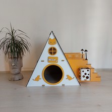 Seventeen Design Turuncu Bungalov Kedi Evi, Bungalov Kedi Yuvası, Kedi Evi, Kedi Yuvası, Kedi Oyun Alanı