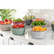 Amaç Yaşam ve Ambalaj Kare Kase Seti Salata Kabı Renkli Plastik Kap Seti Büyük Orta Küçük