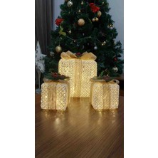 Kordelya Design 3 Lü Yılbaşı Ağacı Altı LED Işıklı Kutu