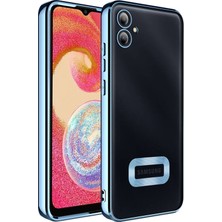 Smcase Samsung Galaxy A05 Kılıf Logo Gösteren Kamera Korumalı Silikon Mavi