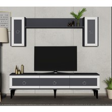 Cantek Dizayn Selen Tv Ünitesi Takımı Antrasit-Beyaz