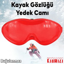 Badem10 Bellasimo Çerçevesiz Kayak Gözlüğü Camı Lens Değiştirebilir Cam Antifog Güneş Kar Gözlük Camı Kırmızı