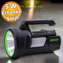 Badem10 Şarjlı Çok Fonksiyonlu Sarj Edilebilir Projektör Fener LED El Lambası Feneri 5W 4800 Mah Beyaz Işık