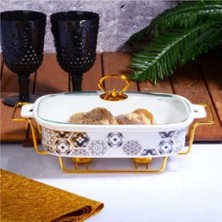 Kosova TWN019 Dikdörtgen Telli Porselen Tencere 34 cm