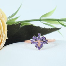 Neva Jewelry Mor Taşlı Yaprak Yüzük