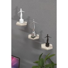 Gold Falez Duvar Rafı Dekoratif 3 Adet Çiçeklik Altıgen Efes