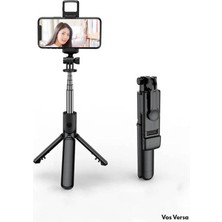 Vos Versa LED Işıklı Tripod Selfi Çubuğu Kablosuz Bluetooth ile Uzaktan Kumanda