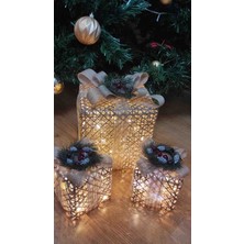 Kordelya Design Yılbaşı Ağacı Altı 3lü LED Işıklı Kutu