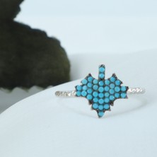 Neva Jewelry Turkuaz Taşlı Yaprak Yüzük