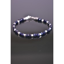 Safnaturel Safir Doğal Taş 925 Ayar Gümüş Bileklik