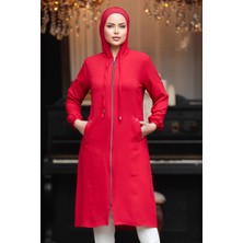 Neva Style Kapşonlu Kırmızı Tesettür Kap 539K