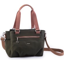 Nas Bag Kadın Çanta Omuz El ve Çapraz Çanta Çok Gözlü Yeşil Taba Buzzy  (En:37 cm ; Boy:24 cm )