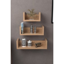 Gold Falez Duvar Rafı Dekoratif U Raf Ceviz