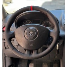 İmza Renault Clio 3 Araca Özel Direksiyon Kılıfı (Noktalı-Carbon Kırmızı Yüzüklü)