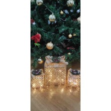 Kordelya Design Yılbaşı Ağacı Altı 3lü LED Işıklı Kutu