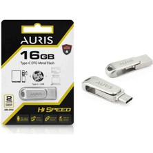 Auris 16Gb. Type-C ve USB 3.0 USB Flash Bellek Otg Çift Girişli Metal Sağlam Orjinal