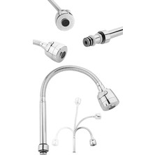Azize Home Spiralli Oynar Başlıklı Su Tasarruflu Tazyikli Krom Kubar Mutfak Musluk Lavabo Eviye Başlığı