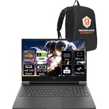 HP Victus 16 AMD Ryzen 7 7840HS 48GB 512GB SSD RTX4060/8GB 144Hz 16.1" FHD FDOS Taşınabilir Bilgisayar & PER4 Çanta 892P8EAPN344