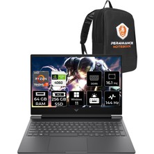 HP Victus 16 AMD Ryzen 7 7840HS 64GB 256GB SSD RTX4060/8GB 144Hz 16.1" FHD W11H Taşınabilir Bilgisayar & PER4 Çanta 892P8EAPN397