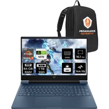 HP Victus 16 AMD Ryzen 7 7840HS 64GB 1TB SSD RTX4070/8GB 144Hz 16.1" FHD FDOS Taşınabilir Bilgisayar & PER4 Çanta 8W8A7EAPN351