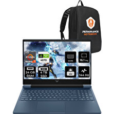 HP Victus 16 AMD Ryzen 7 7840HS 24GB 4TB SSD RTX4070/8GB 144Hz 16.1" FHD FDOS Taşınabilir Bilgisayar & PER4 Çanta 8W8A7EAPN330