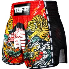 Tuff Muay Thai Boxing Shorts New Retro Style Red Chinese Dragon And Tiger