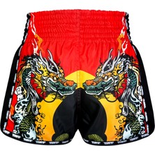 Tuff Muay Thai Boxing Shorts New Retro Style Red Chinese Dragon And Tiger