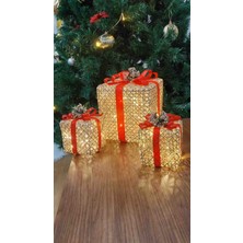 Kordelya Design Yılbaşı Ağacı Altı 3lü LED Işıklı Kutu