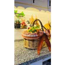 Aydoğdu El Örgüsü Piknik Sepeti Altın Renkli Şık Tasarım ile Doğada Kullanım İçin İdeal