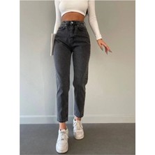 Kot Modası Mood Siyahkar Mom Jean Esnek Sahip Kadın Jean