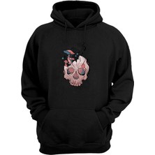 The Wert  Mushroom Skull Baskılı Siyah Normal Kalıp Şardonlu Kalın Sweatshirt