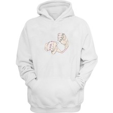 The Wert  Hand Wrap Baskılı Beyaz Normal Kalıp Şardonlu Kalın Sweatshirt