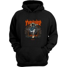 The Wert  Thrasher Diamand Baskılı Siyah Normal Kalıp Şardonlu Kalın Sweatshirt