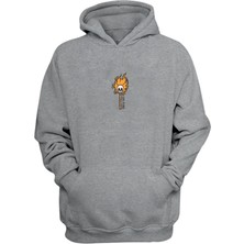 The Wert  No Fıre Match Baskılı Gri Normal Kalıp Şardonlu Kalın Sweatshirt