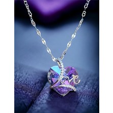 Laynear Kırmızı Peluş Ayıcık Buketi Crystal Kalp Kolye