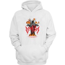 The Wert  Onrsn, Alevli Melek Baskılı Beyaz Normal Kalıp Şardonlu Kalın Sweatshirt