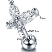 Mazen Cerrahi Çelik Kelebek Tragus, Kıkırdak, Helix Piercing