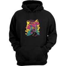 The Wert  Mushroom Road Baskılı Siyah Normal Kalıp Şardonlu Kalın Sweatshirt