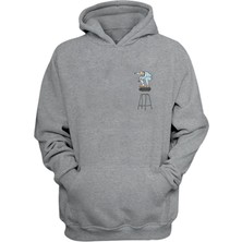 The Wert  Man With Cane Skateboard Baskılı Gri Normal Kalıp Şardonlu Kalın Sweatshirt