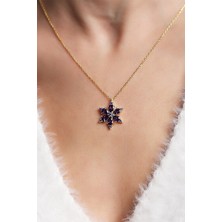 Lapidaria Fanus Içerisinde Dekoratif Peri LED Işıklı Mor Solmayan Sonsuzluk Gülü Lamba ve Lotus Kolye