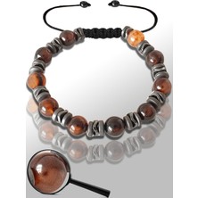 Tesbih Atölyesi Mat Hematit - Kahverengi Akik Taşı Ayarlamalı Bileklik