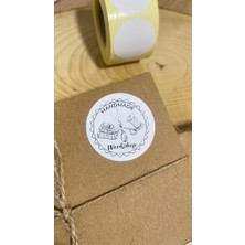 Butik Sosyetik Handmade Workshop Yuvarlak Yapışkanlı Etiket 5X5CM 100 Adet